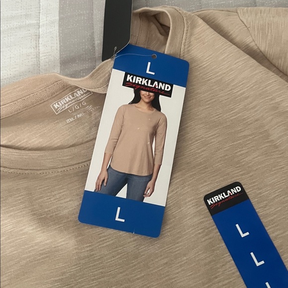 NWT Kirkland Signature Women's Classic cream color 3/4 Sleeve shirts, size L - Picture 1 of 16